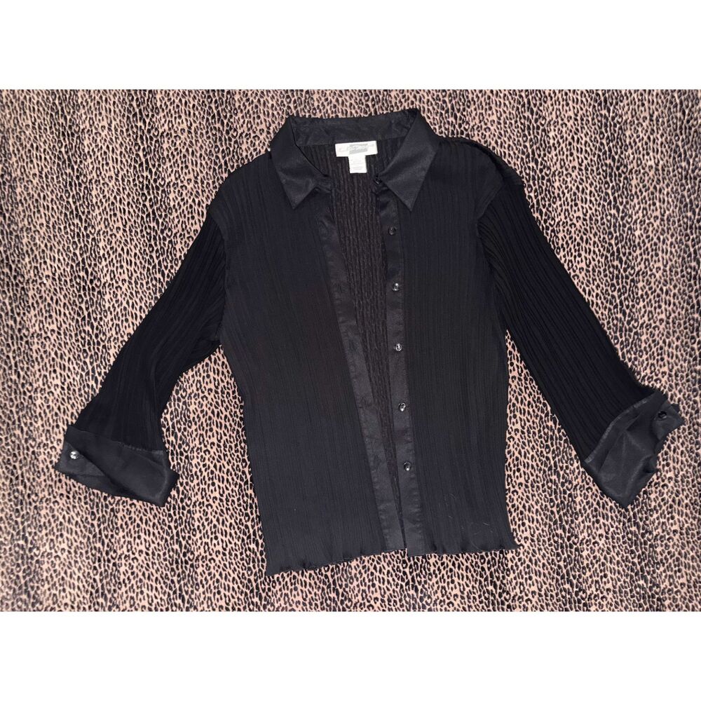 Vintage EK Designs black button-up blouse